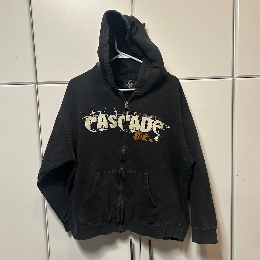 CH Apparel Cascade Idaho Rocky Mountains Zip Up Hoodie Black XL